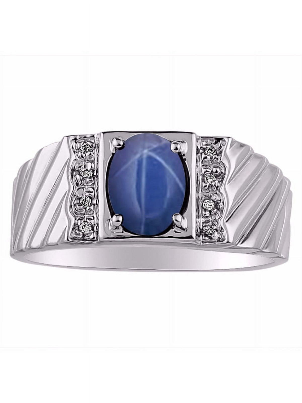 14K White Gold Oval Gemstone & Genuine Sparkling Diamond Ring E18660