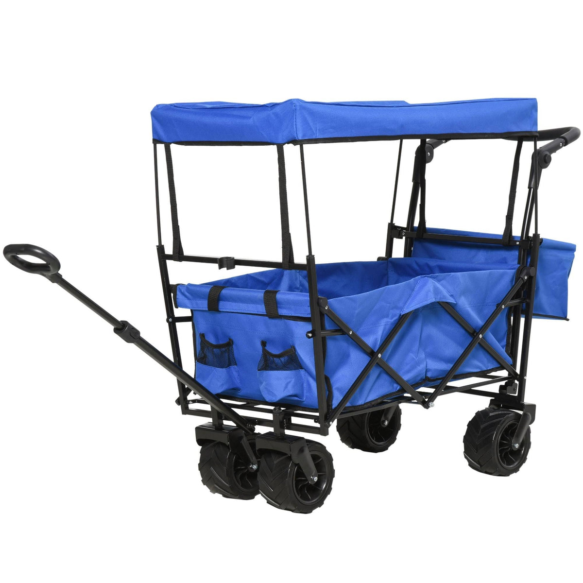 Red Collapsible Garden Utility Cart Wagon with Adjustable Handle, Canopy & All-Terrain Wheels A948739