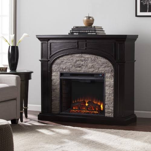 Ebony Brown Infrared Fireplace with Faux Stone R521666