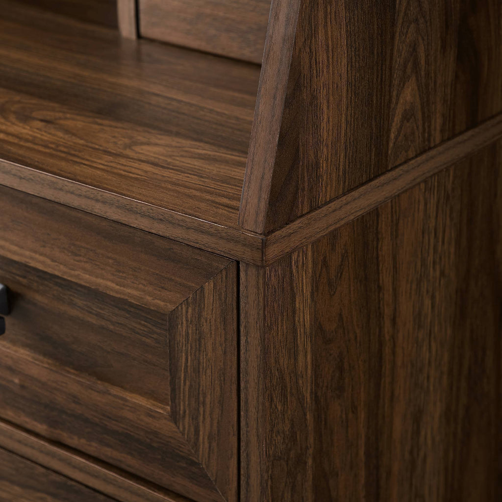 Dark Walnut Storage Desk and Hutch with Keyboard Drawer F3647