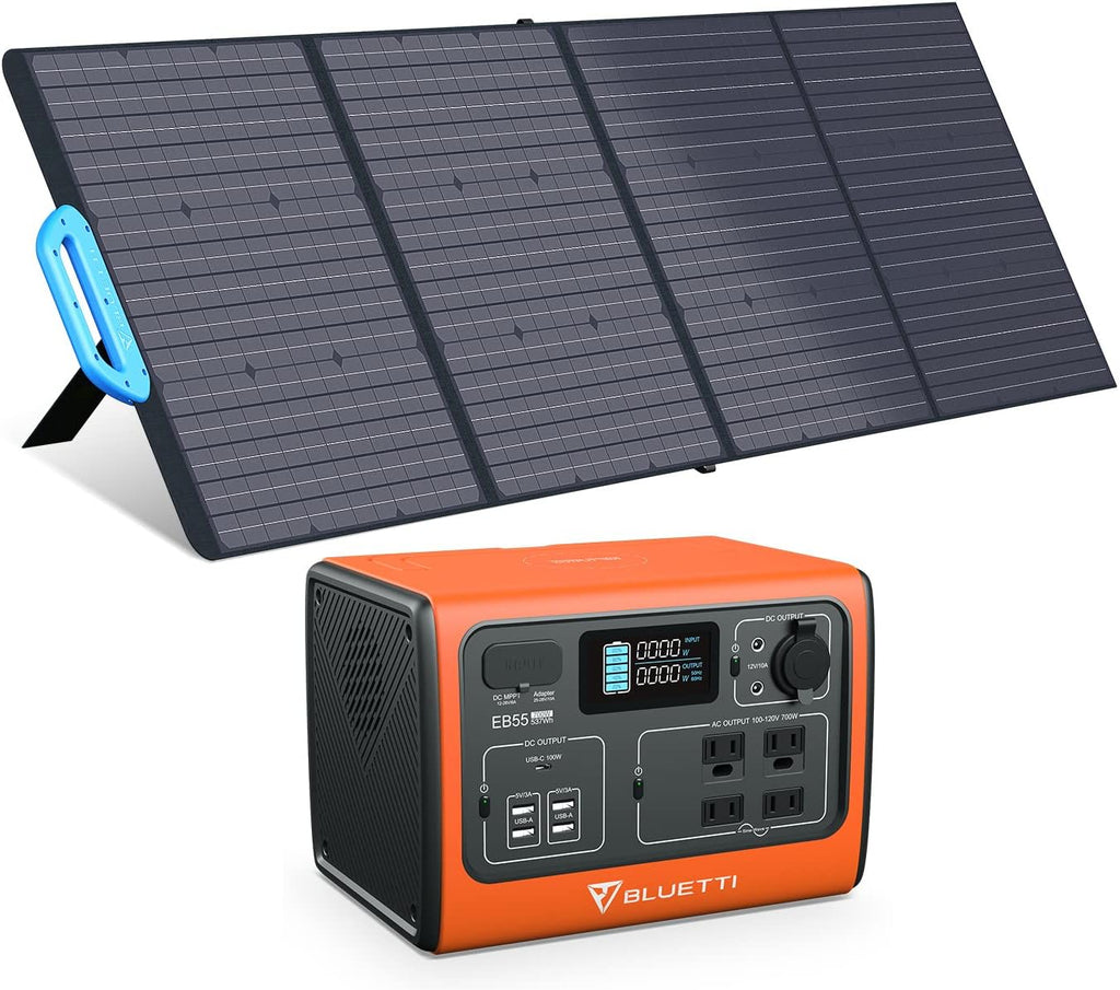 Portable Power Station with 200W Solar Panel, 537Wh Solar Generator with 4 700W AC Outlets, LiFePO4 Battery Backup Camping Gear Q174