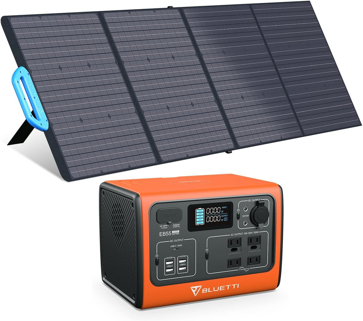Portable Power Station with 200W Solar Panel, 537Wh Solar Generator with 4 700W AC Outlets, LiFePO4 Battery Backup Camping Gear Q174