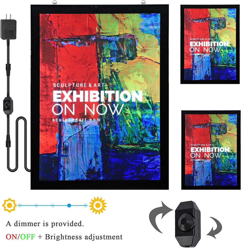 27" x 40" LED Light Box Frame in Black Aluminum Profile P642