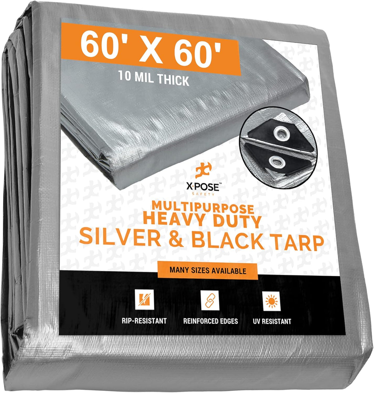 18' x 24' 10 Mil Waterproof Poly Tarp with Grommets Pack of 2 J543374