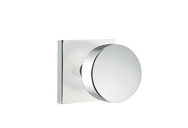 Round Knob Passage Set with Square Rosette Satin Brass X4901