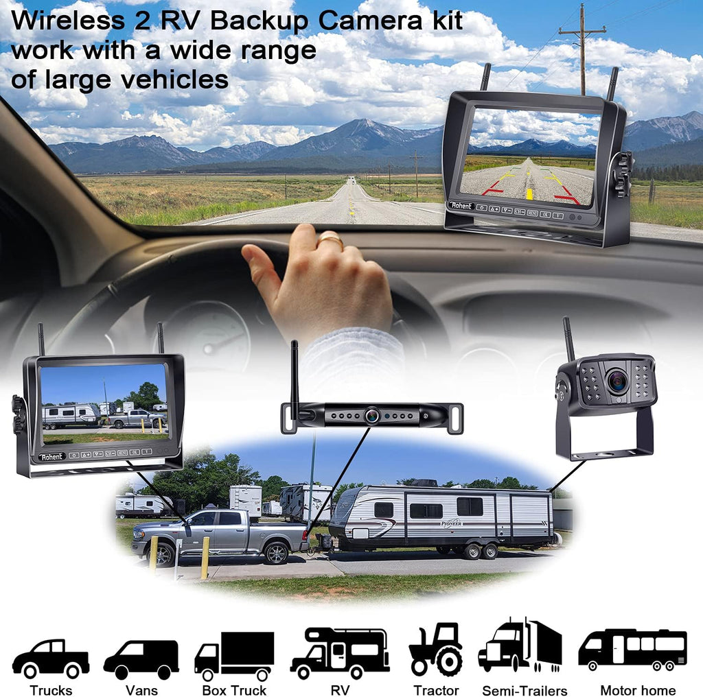 Wireless Backup Camera System with 7 Inch Monitor and 2 Cameras F213103