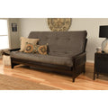Queen Futon with Suede Fabric Mattress in Gray/Espresso P8353