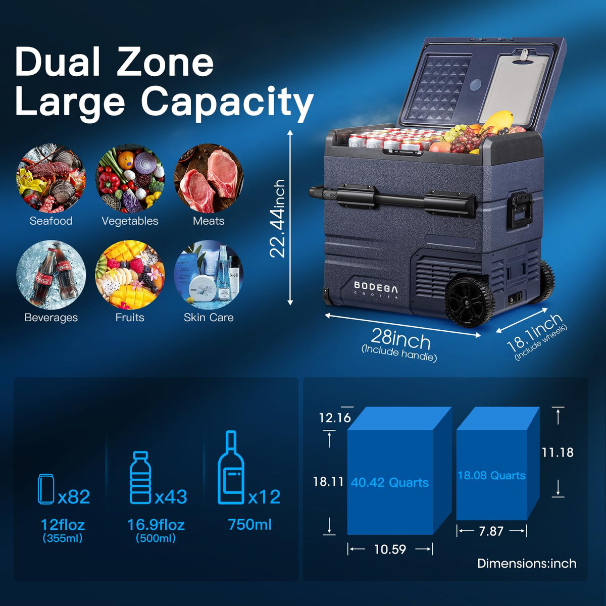 12 Volt 24V DC Portable Car Refrigerator Freezer 59 Quart I173209