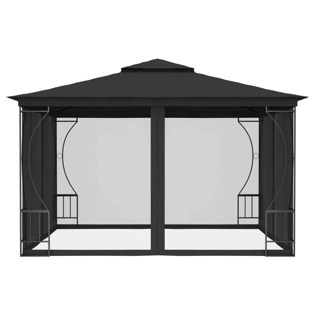 Gazebo with Nets 9.8'x9.8'x8.7' Anthracite I37849