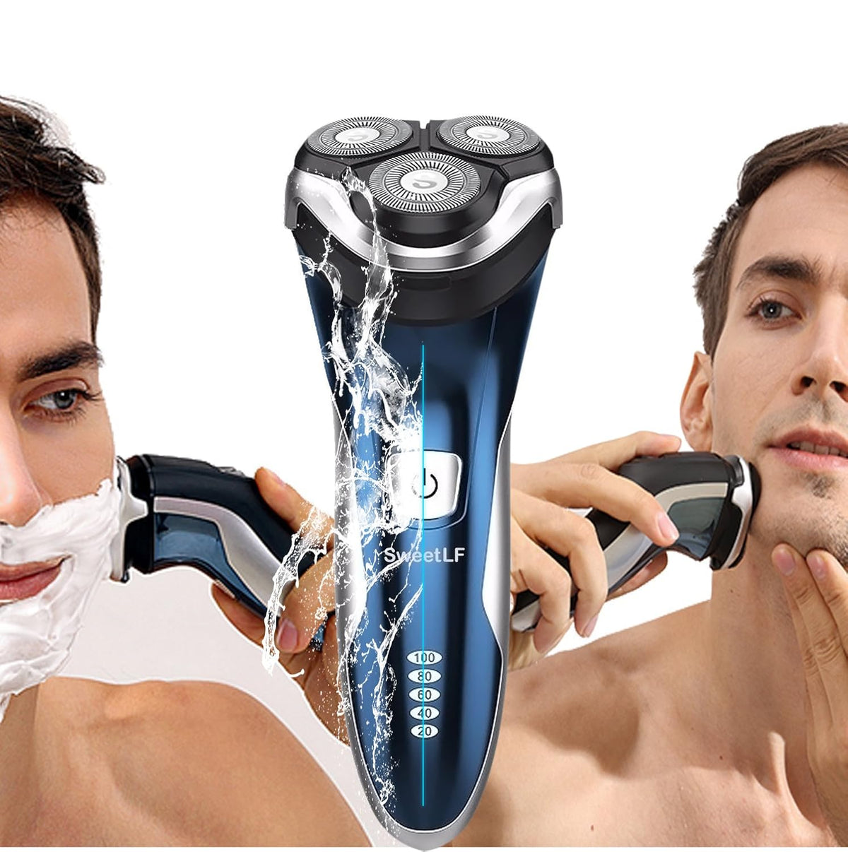 Blue Pack of 2 Rechargeable Waterproof Electric Shaver O4360