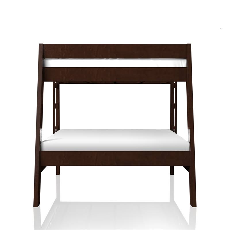 Dark Walnut Wood Twin Over Full Bunk Bed N2820