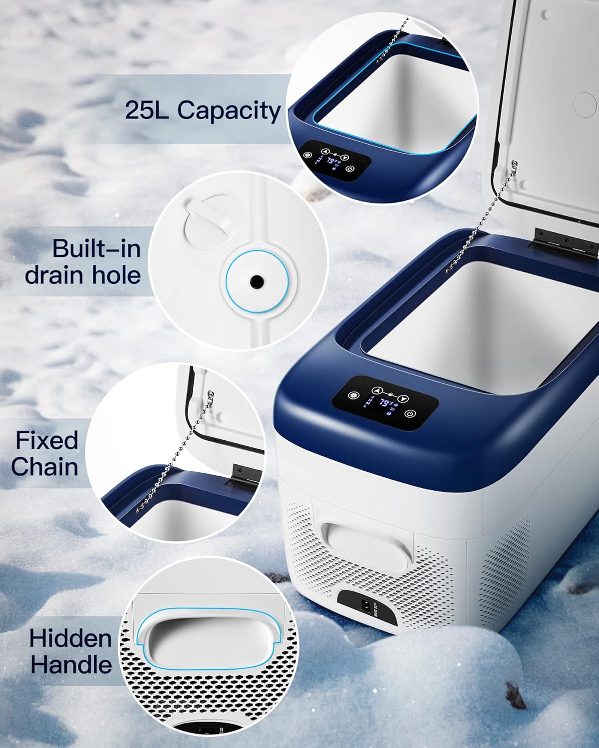 12 Volt 27 Quart Portable Car Refrigerator Freezer with APP Control E849872