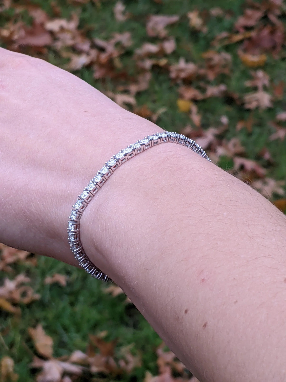 18k White Gold Plated Tennis Bracelet 4MM with Round Moissanite E50528
