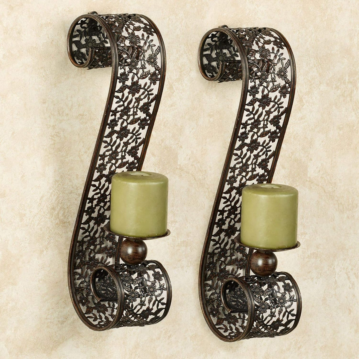 Ivory Beige Metal Wall Sconce Pair, Set of Two, 16 Inches High Z55813