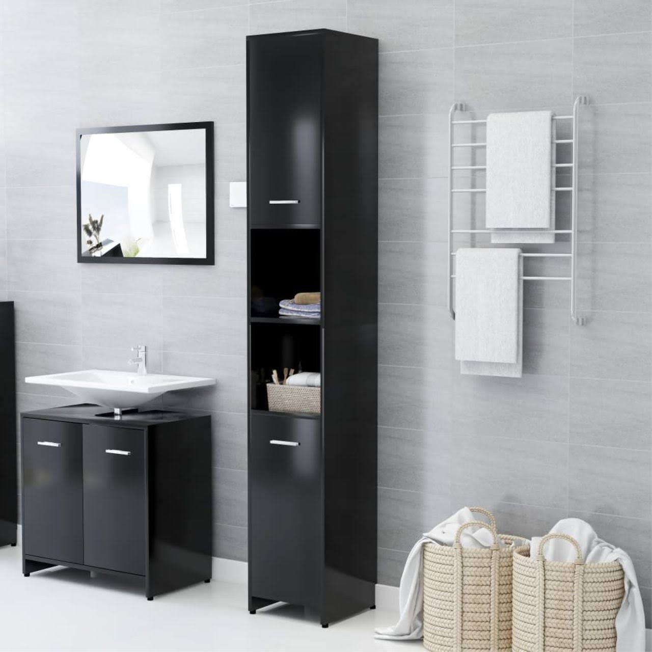 Black Chipboard Bathroom Cabinet L96657