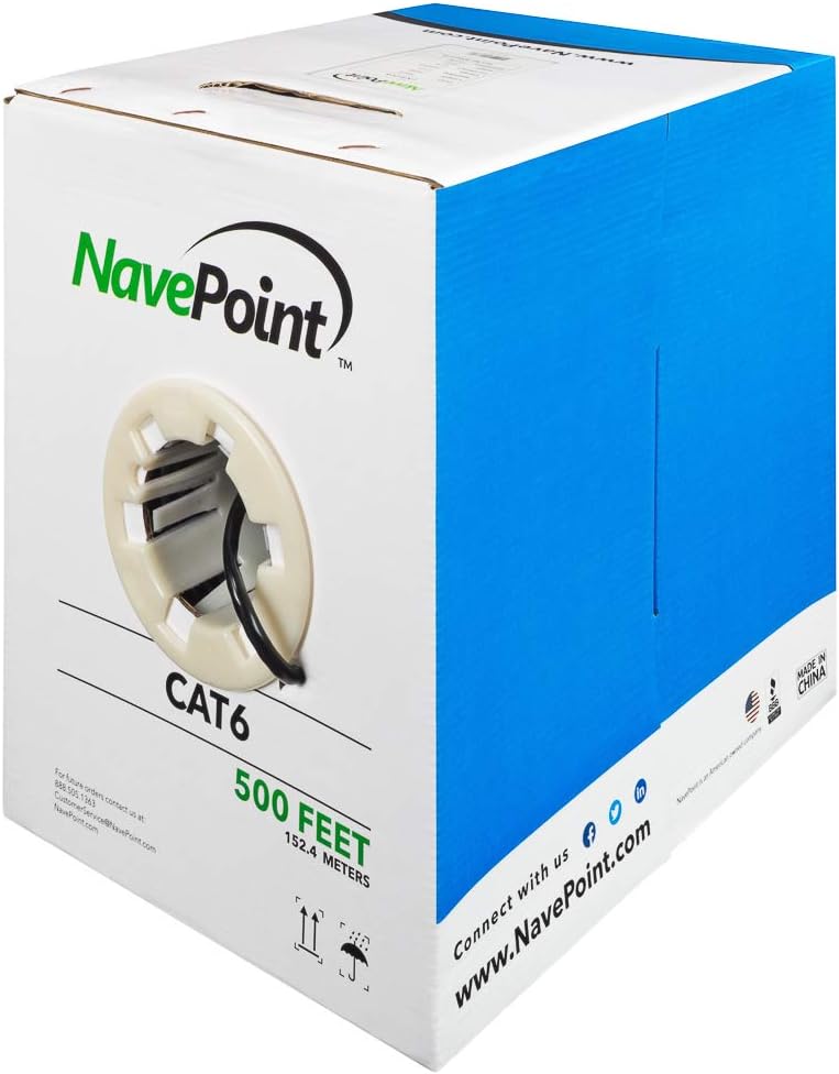 Cat6 500ft White Solid Bulk Ethernet Cable 23AWG 4 Pair UTP Pack of 2 S332