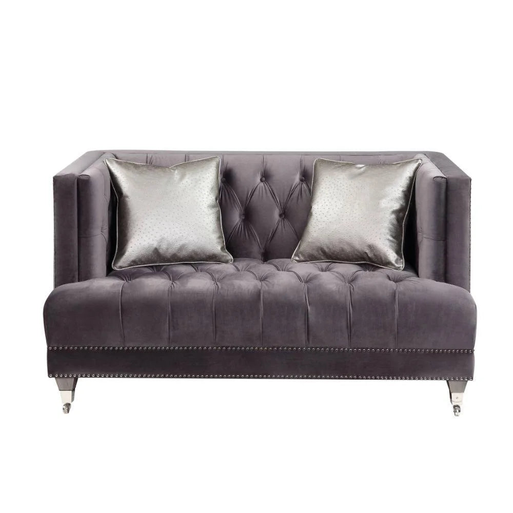 Gray Velvet Sofa and Loveseat M466332