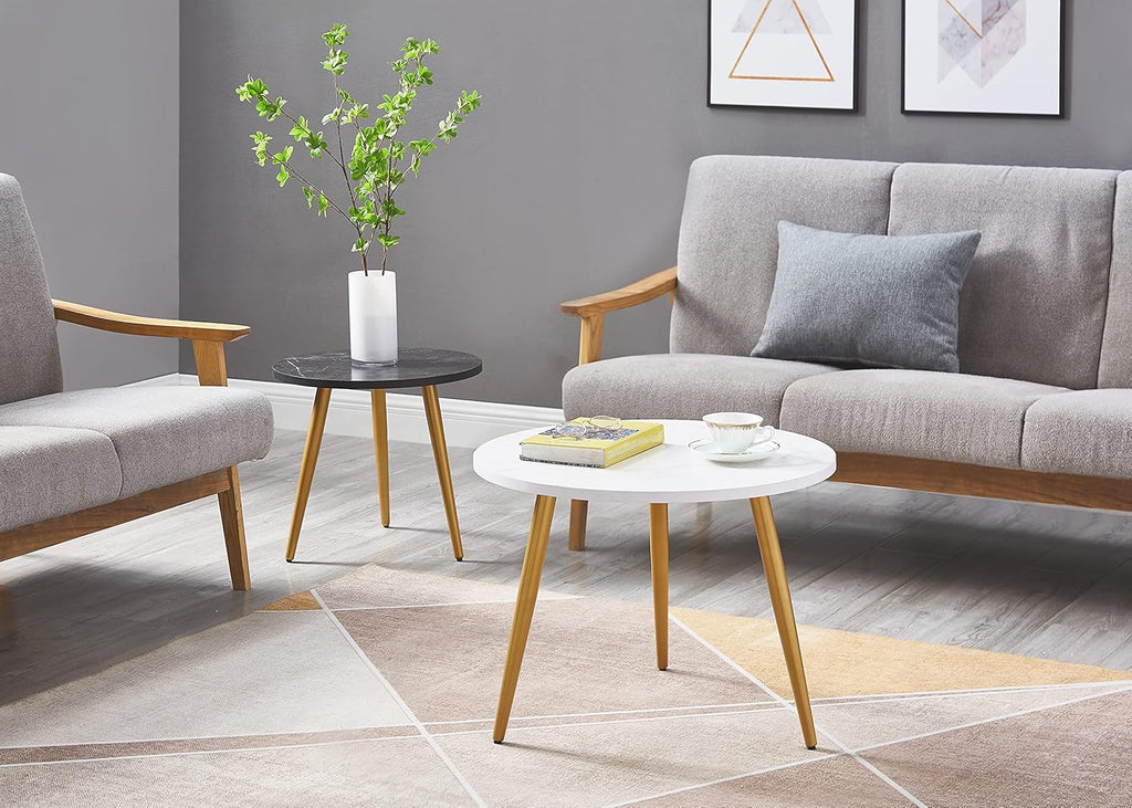 Nesting End Coffee Table Set of 2, White/Black Y84045