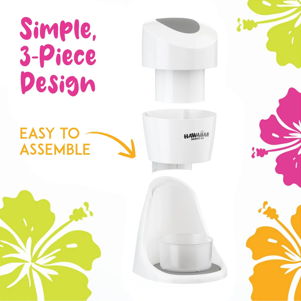 White Shaved Ice Machine Party Package with 3 Syrups and Supplies N511