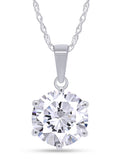 18K White Gold Over Sterling Silver Moissanite Pendant Necklace E932