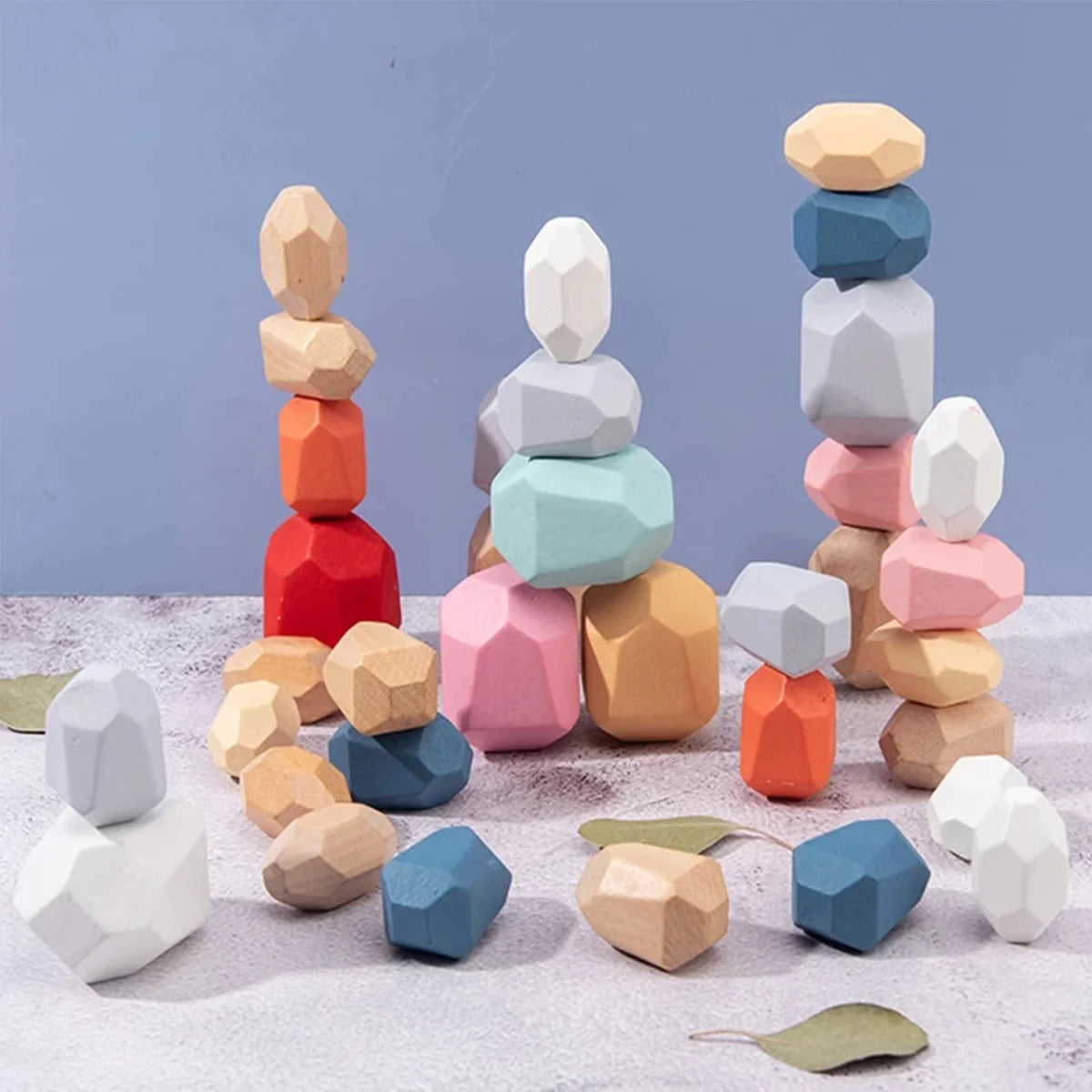 36Pcs Colorful Wooden Stacking Balancing Stones Z18397