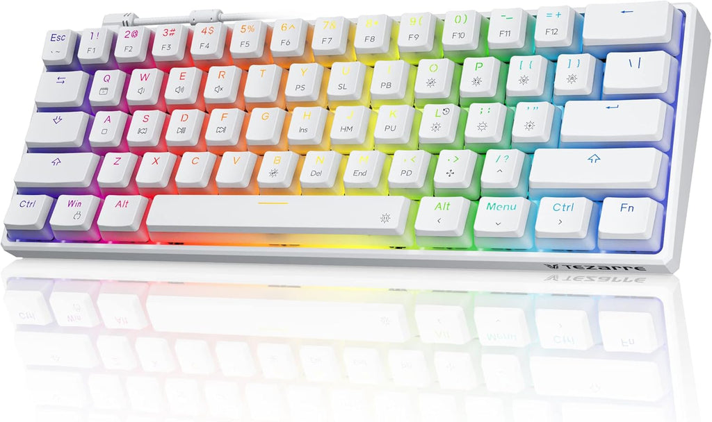White 60% Mechanical Gaming Keyboard with PBT Pudding Keycaps Z581977