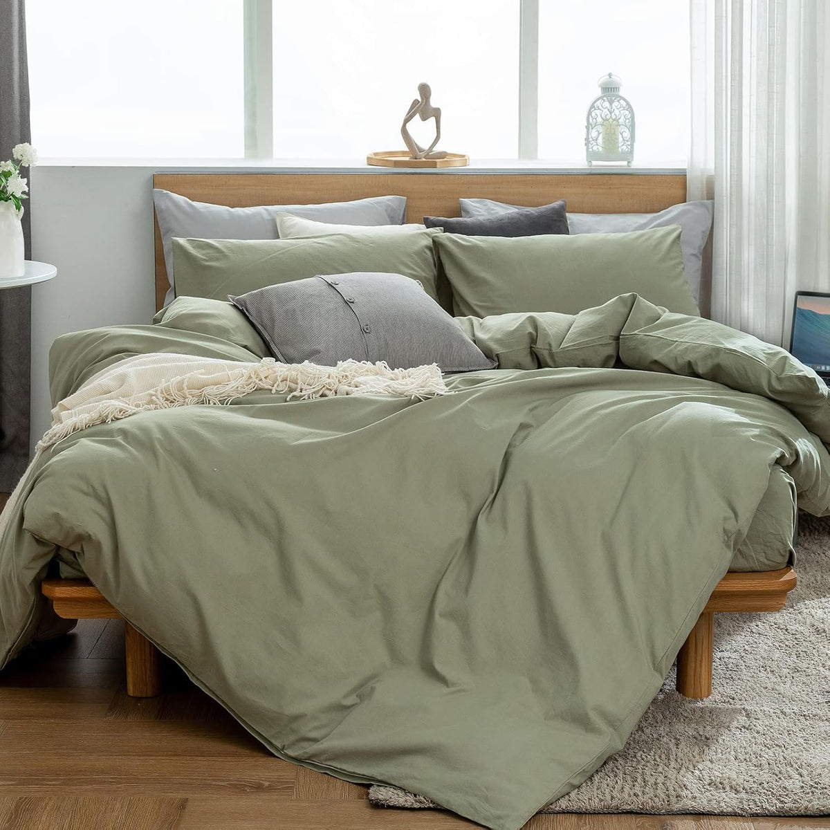 Queen 3 PCs Percale Cotton Duvet Cover Set R8527