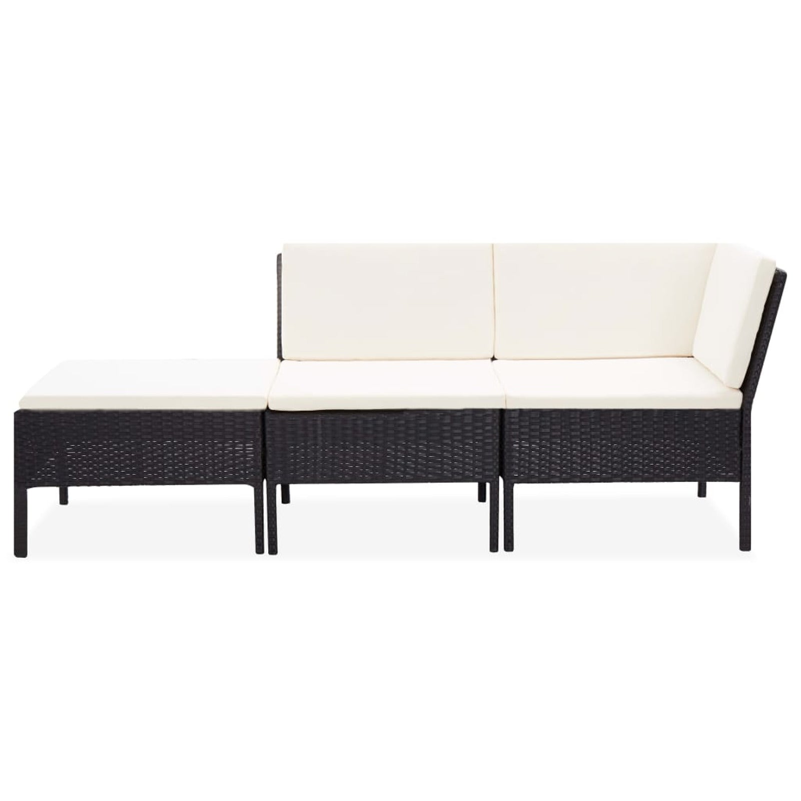 3 Piece Poly Rattan Outdoor Sectional Sofa Set with Cushions Steel Frame R792812