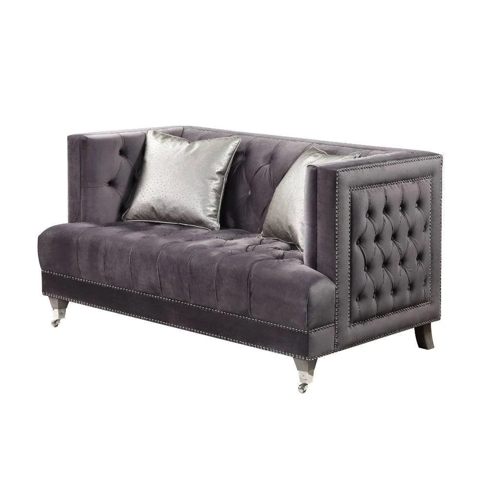 Gray Velvet Sofa and Loveseat M466332