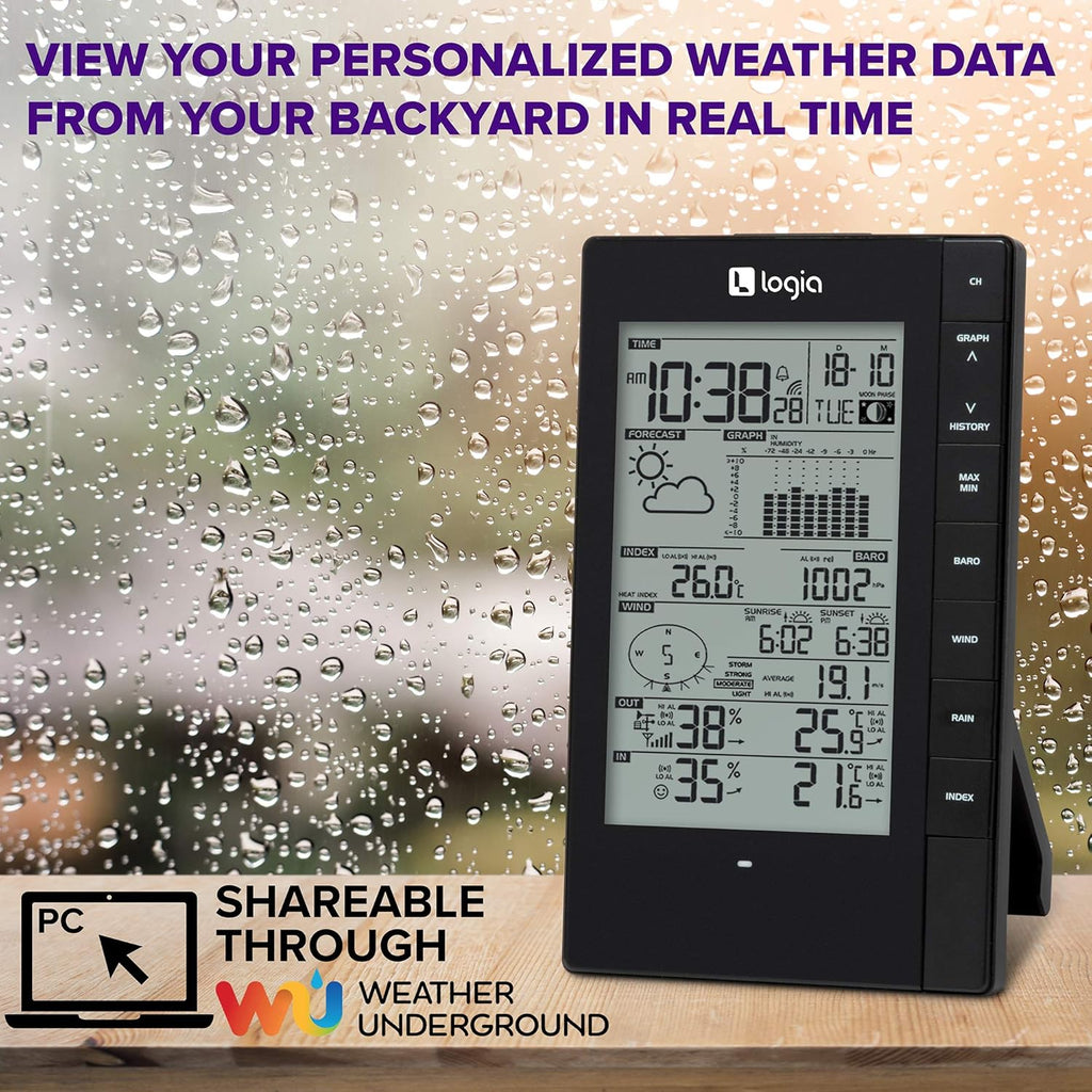5-in-1 Indoor/Outdoor Weather Station Wireless Backlit LCD Screen E76093