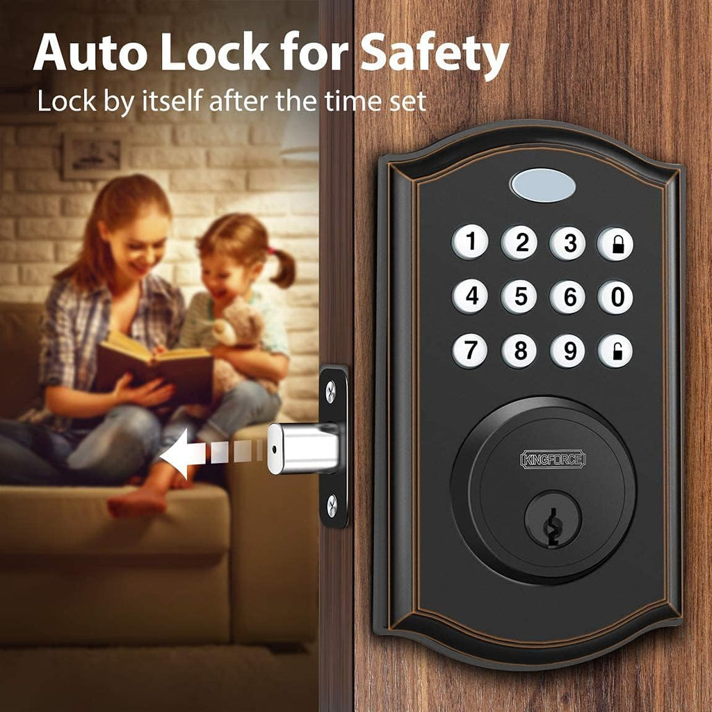 Keypad Deadbolt Lock, Keyless Entry Door Lock, Electronic Deadbolt, Black, Pack of 2 F892
