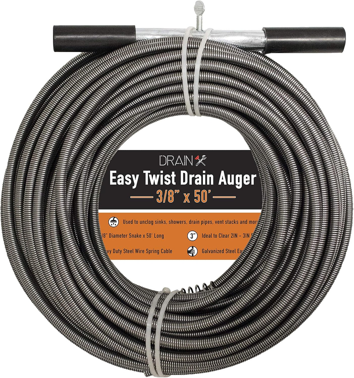3/8 Diameter 50 FT Drain Auger with Storage Bag and Protective Gloves I986