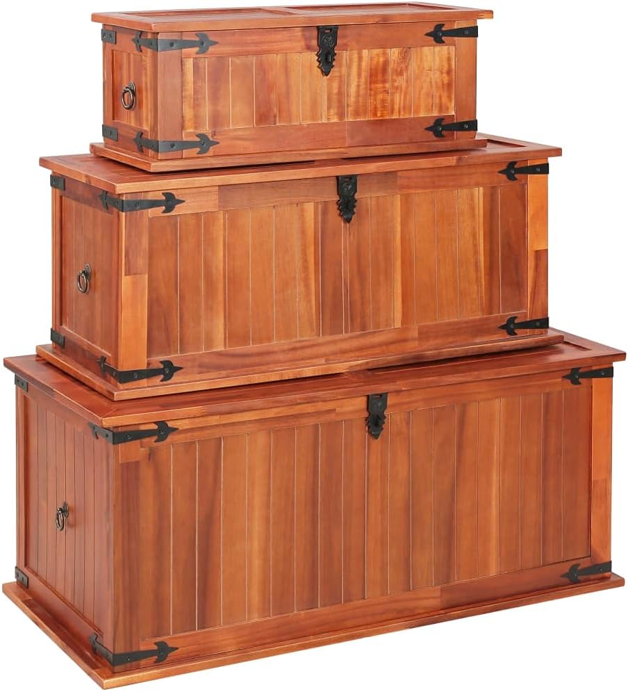 Storage Chest with Safety Hinge Wooden Storage Trunk with Metal Latch V898