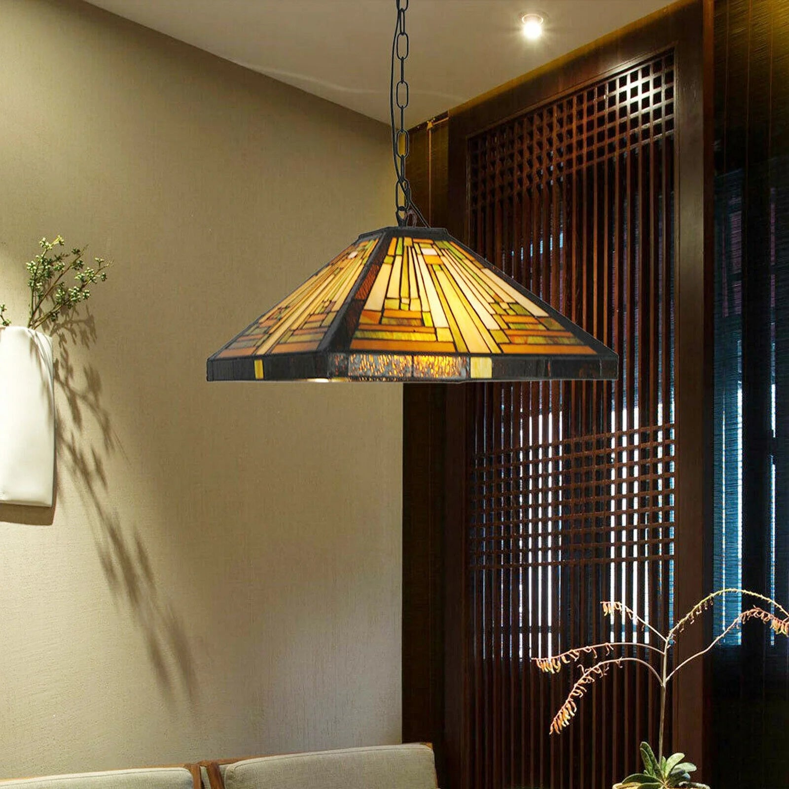 Vintage Stained Glass Pendant Lamp Ceiling Fixture X201