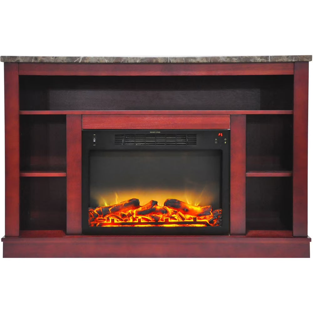 Freestanding Electric Fireplace with Log Insert, Cherry V65335