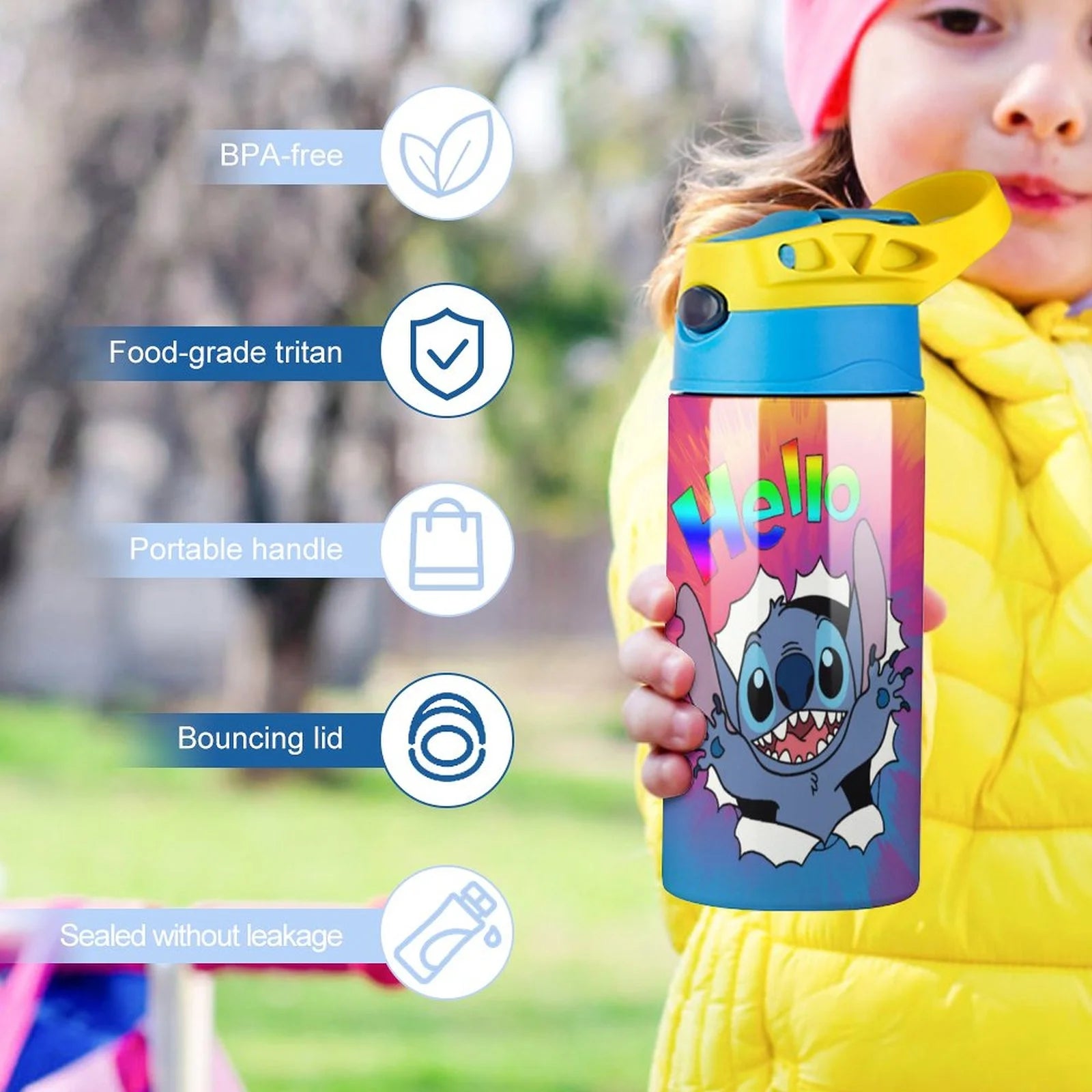 Stainless Steel Vacuum Insulated Water Bottle With Straw W7424