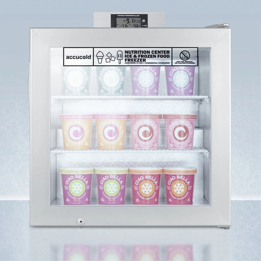 Compact Glass Door All-Freezer with Front Lock and Digital Temperature Display W65199