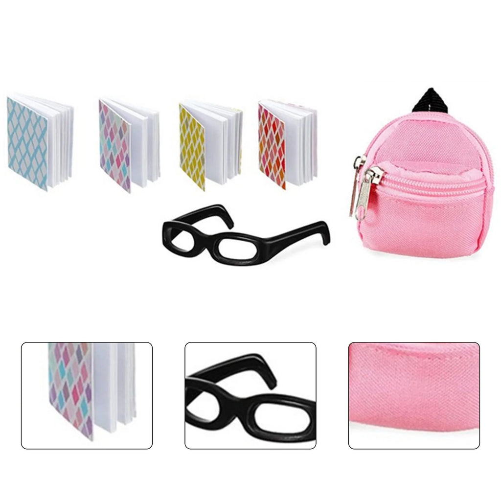 Plastic Dollhouse Mini Simulation School Bag Combination Kit Q932