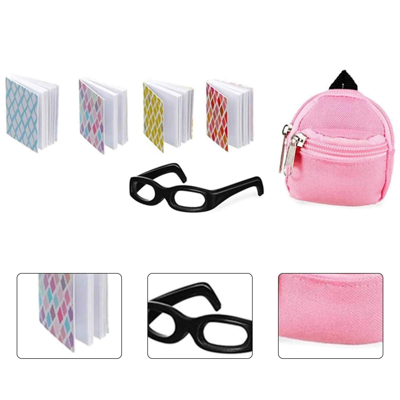 Plastic Dollhouse Mini Simulation School Bag Combination Kit Q932