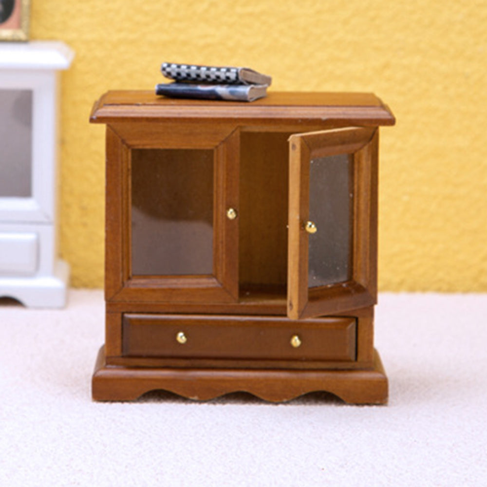 Walnut 1/12 Miniature Dollhouse Cupboard Cabinet D3395