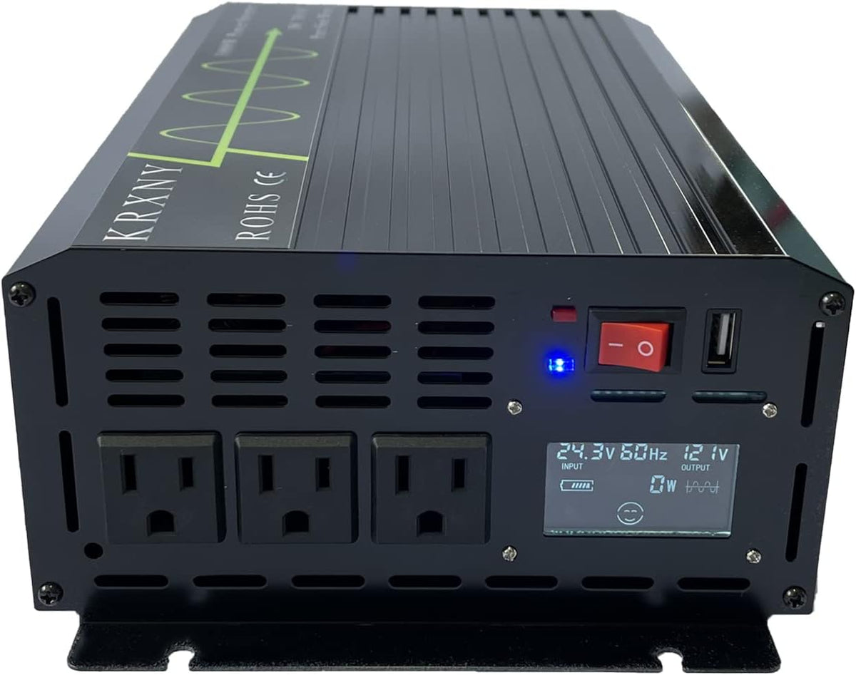 1000W Pure Sine Wave Power Inverter 24V DC to 120V AC 60HZ with USB LCD Display Y749749