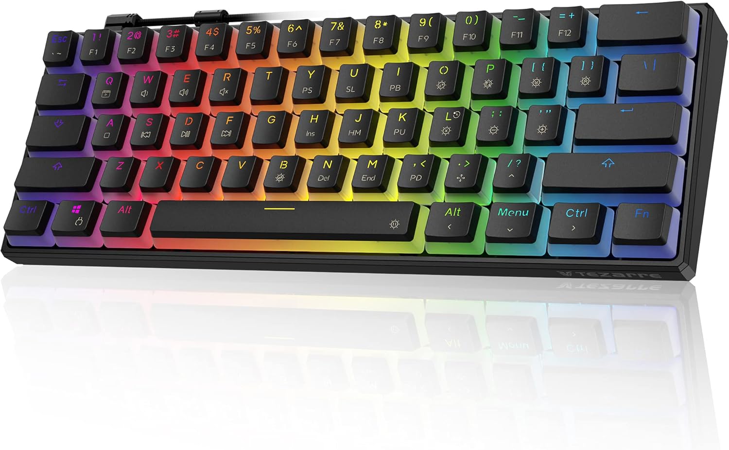 White 60% Mechanical Gaming Keyboard with PBT Pudding Keycaps Z581977