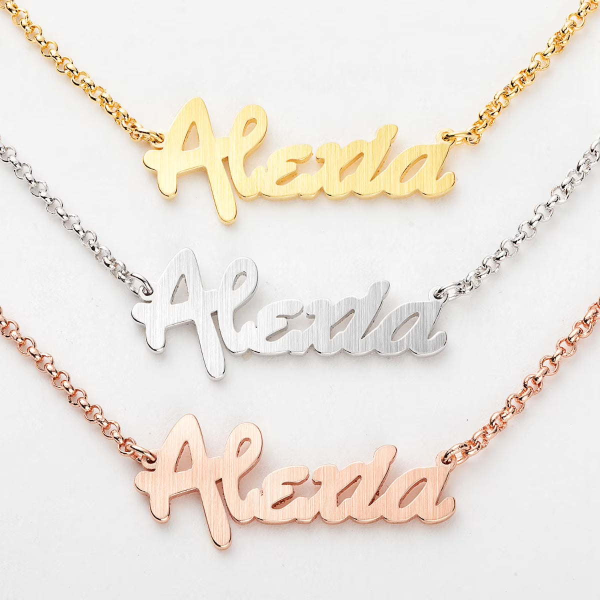 Satin Finish Name Necklace V66022