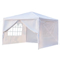 White 10x10ft Pop Up Canopy Tent with 4 Removable Side Walls Y89199