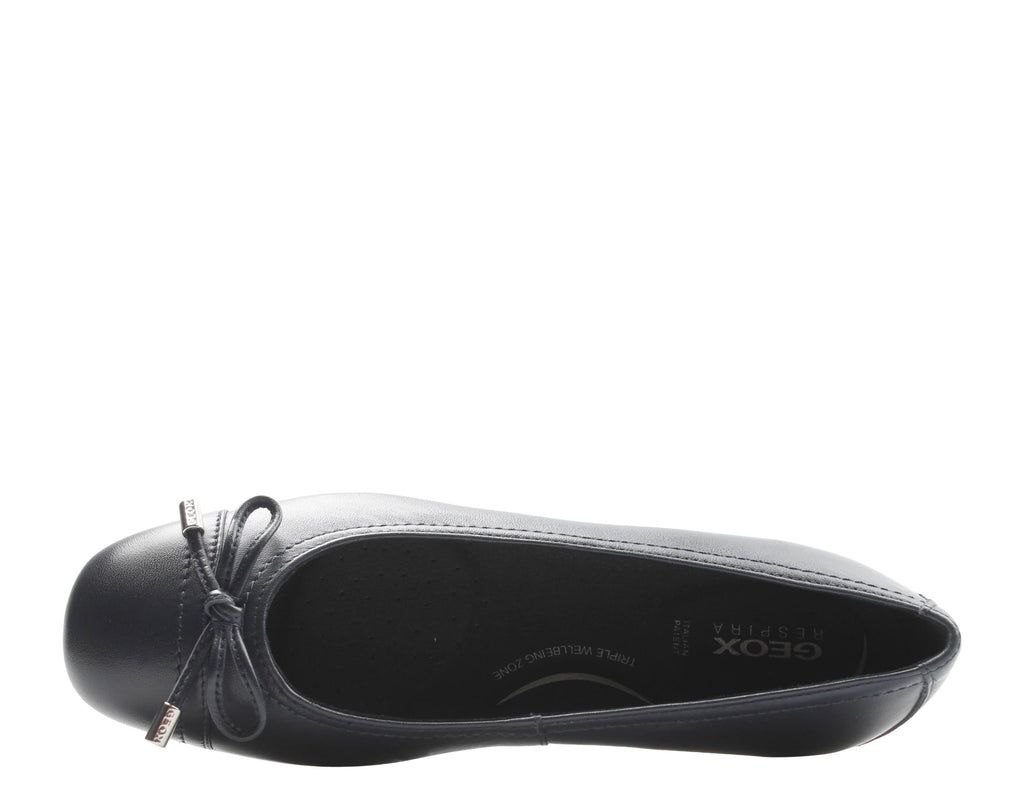 Navy Leather Ballerina Flat T388