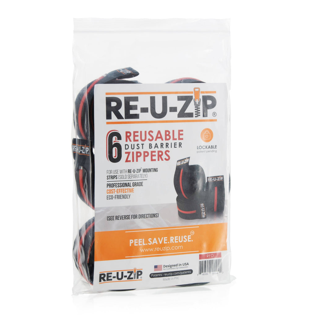Red Reusable Dust Barrier Zipper 6 Pack G558996