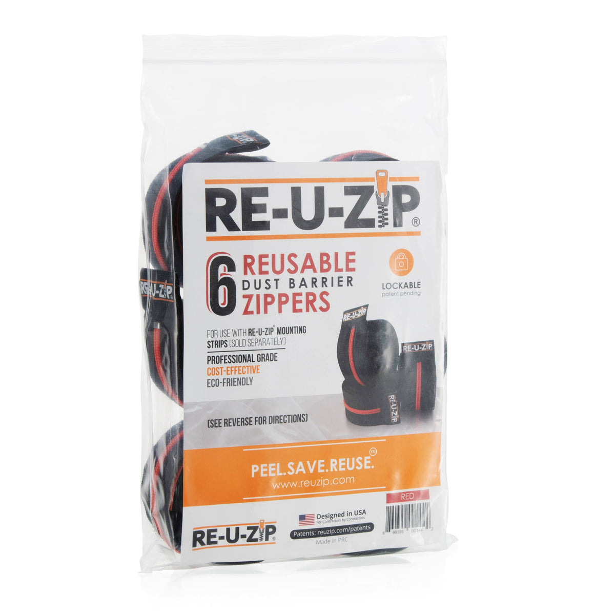 Red Reusable Dust Barrier Zipper 6 Pack G558996