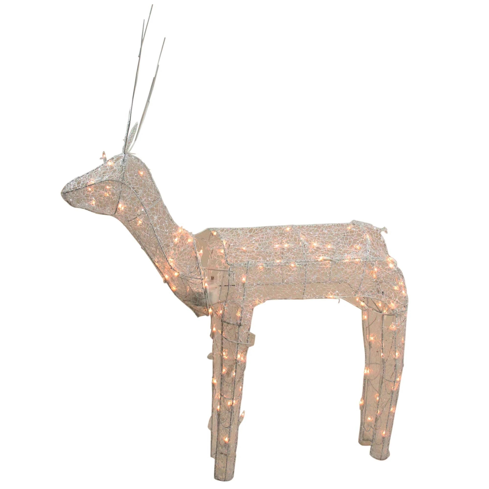 48x22 Glitter Animated Standing Reindeer Lighted Christmas Yard Decoration Q24002