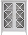 Light Gray Wood Sideboard Buffet with Double Framed Glass Doors G877