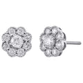 14K White Gold Solitaire Diamond Flower Stud Earrings 1 CT. C425